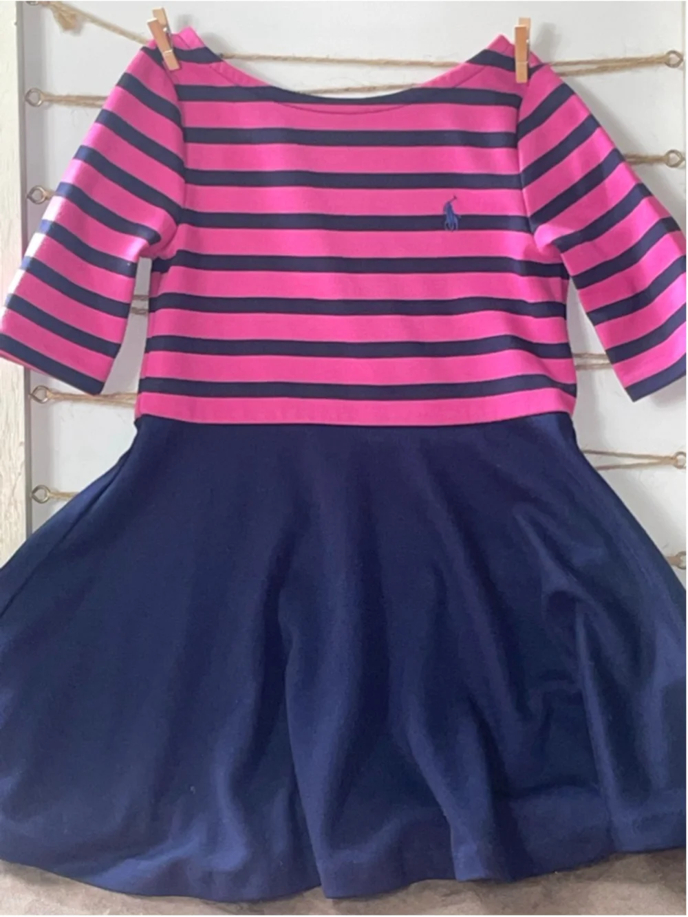 Ralph Lauren girls Casual Dress 18 months Pink Navy Striped
